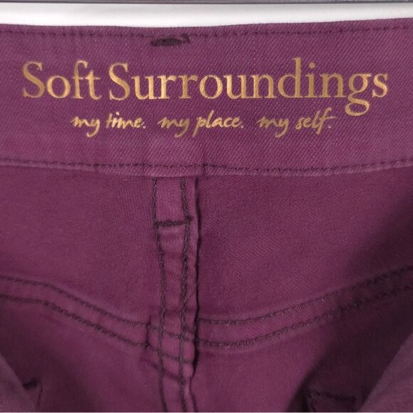 Soft Surroundings Straight Leg Ankle Coated Pants Lace Appliqué Size 10 - Picture 7 of 14